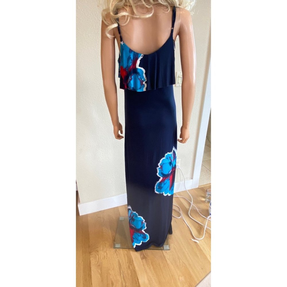 INC International Concepts Maxi Dress Spaghetti Straps Blue Beaded Medium - Picture 5 of 14